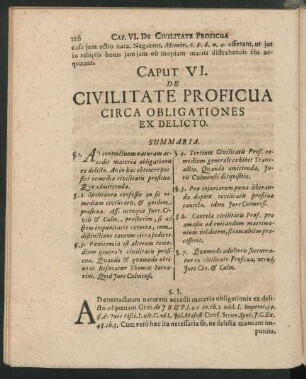 Caput VI. De Civilitate Proficua Circa Obligationes Ex Delicto.