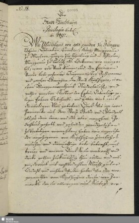 No: 18. Der Stadt Kirchhayn Privilegia betr. ao: 1497.