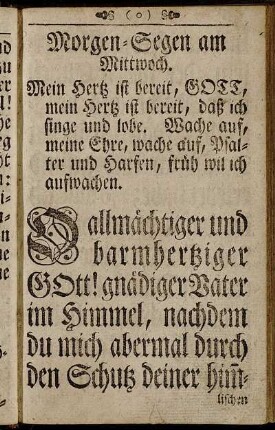 Morgen-Segen am Mittwoch