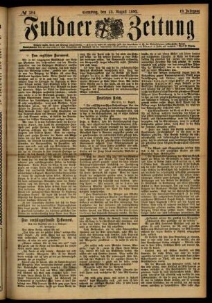 Ausgabe vom Samstag, den 13. August 1892.