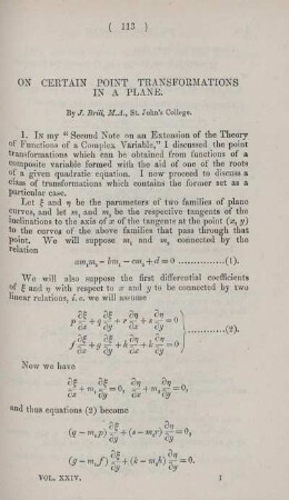 On certain point transformations in a plane.