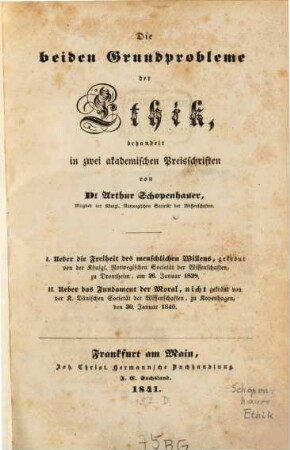Die beiden Grundprobleme der Ethik : behandelt in zwei akademischen Preisschriften