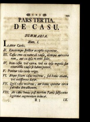 Pars Tertia. De Casu.