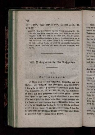 VIII. Polygonometrische Aufgaben.