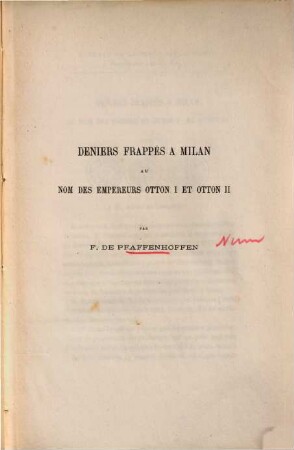 Deniers frappés a Milan au nom des empereurs Otton I et Otton II