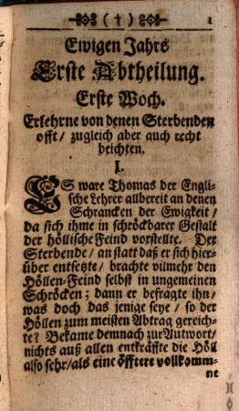 Ewiges Jahr Oder Lehr-reiche Geschichten, Deren Theils zur Ewigkeit allbereit abreisenden, theils alldort würcklich angelangten Seelen : In Laterin verfasset Von R.P. Joanne Nadasi der Gesellschaft Jesu. Nun von einem anderen gemelter Gesellschaft teutsch gegeben