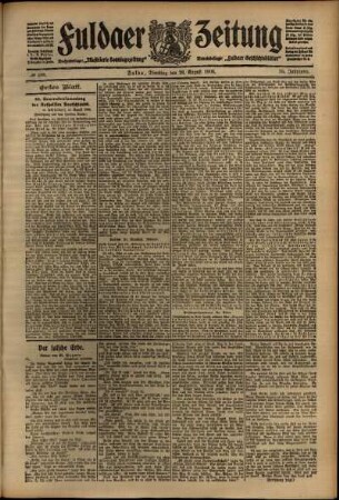 Erste Ausgabe vom Dienstag, den 18. August 1908.