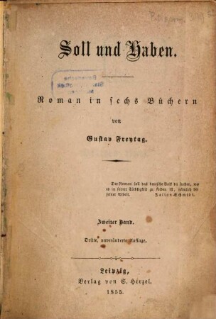 Soll und Haben : Roman in sechs Büchern, 2