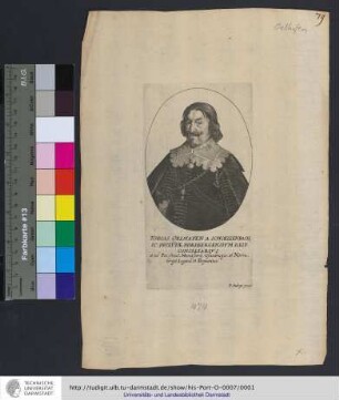 Tobias Oelhafen A Schoellenbach, Ic. Inclytæ Noribergensivm Reip. Consiliarivs. et ad Pac. tract. Monasterij, Osnabrugis, et Norimbergae, Legatus et Deputatus / P. Aubry excud.