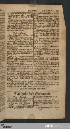 Das hohe Lied Salomonis.