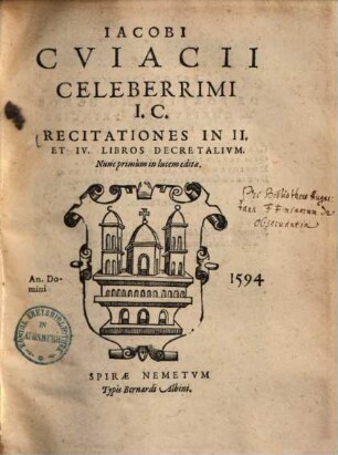 Recitationes in II. & IV. libros decretalium