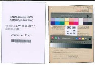 Entnazifizierung Franz Uhrmacher , geb. 30.06.1899 (Maler)