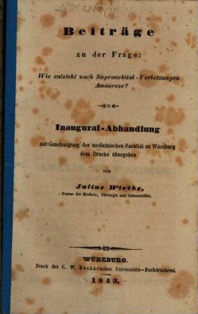 Beiträge zu der Frage: Wie entsteht nach Supraorbital-Verletzungen Amaurose?