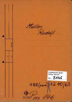Personenheft Rudolf Müller (*16.08.1908), SS-Hauptsturmführer