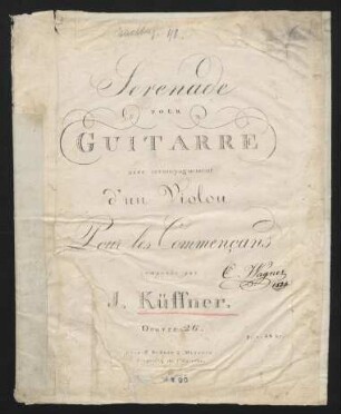 Serenade pour guitarre avec accompagnement d'un violon, op. 26
