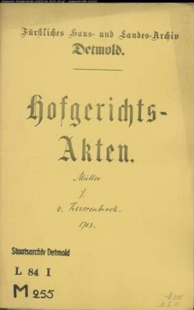 Müller, Christians Erben zu Blomberg gegen Witwe von Kerssenbrock zu Wierborn - Schuldforderung