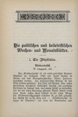 Die politischen und belletristischen Wochen- und Monatsblätter