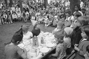 Abschlussfest bei der Ferienerholung des Evangelischen Gemeindedienstes für Kinder in der Gustav-Jacob-Hütte.