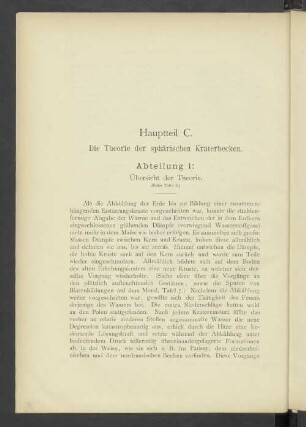 Hauptteil C. Die Theorie der sphärischen Kraterbecken