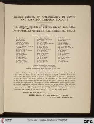 British School of Archaeology in Egypt an Egytian Research Account