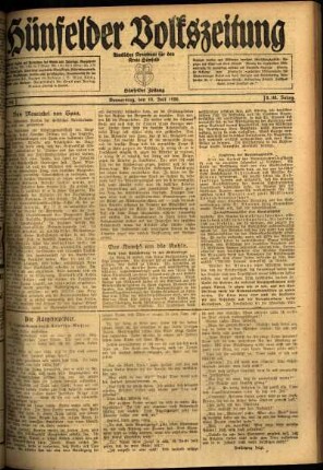 Ausgabe vom Donnerstag, den 15. Juli 1920.
