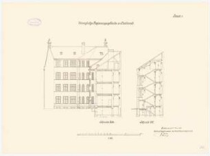 Regierungsgebäude, Stralsund Hauptkassengebäude: Schnitte 1:100