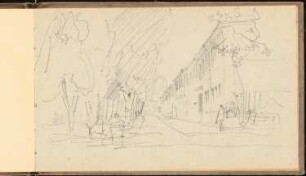 Skizzenbuch 1915: Straßenflucht perspektivische Ansicht
