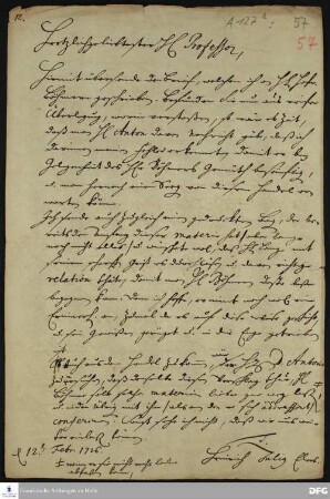 Brief von Heinrich Julius Elers an August Hermann Francke.
