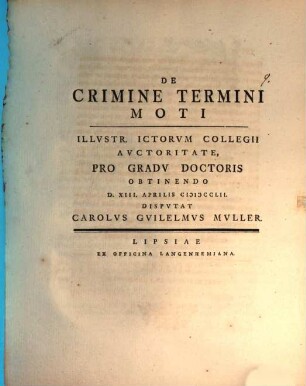 De Crimine Termini Moti