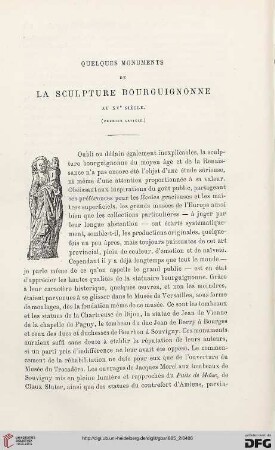 2. Pér. 32.1885: Quelques monuments de la sculpture bourguignonne au XVe siècle, 1