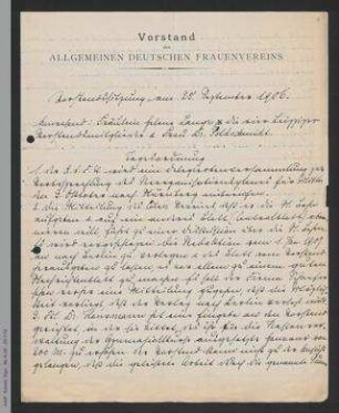 Protokoll Vorstandssitzung Dezember 1906