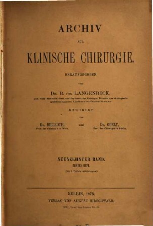 Archiv für klinische Chirurgie. 19. 1876