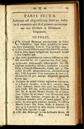 Sectio II. Autores ad elegantiores litteras veteris ...