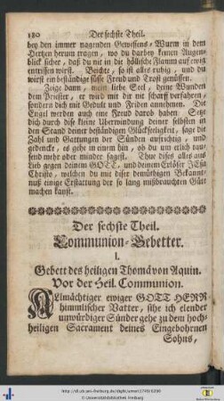 Der sechste Theil. Communion-Gebetter.