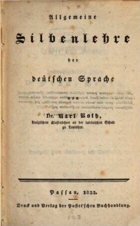Allgemeine Silbenlehre der deutschen Sprache