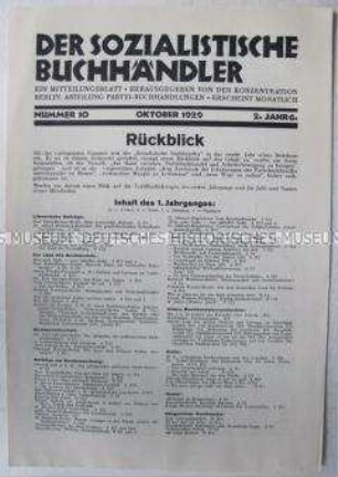 Mitteilungsblatt "Der sozialistische Buchhändler" mit einem Jahresrückblick