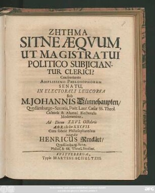Zētēma Sitne Aequum, Ut Magistratui Politico Subiiciantur Clerici?