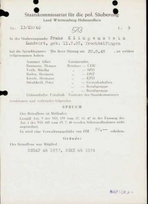 Klingenstein, Franz