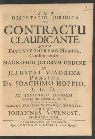 Disputatio Iuridica De Contractu Claudicante