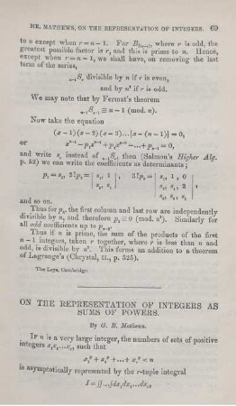 On the representation of integeers as sums of powers.