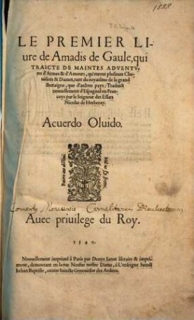Amadis de Gaule, 1