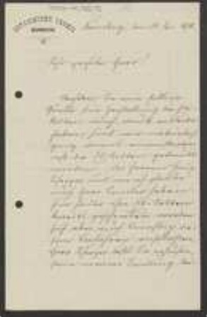 Brief von Ernst Kaufmann an Unbekannt