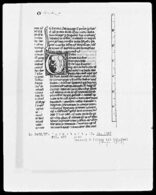 Biblia sacra mit Missale — Initiale V (erba) mit Hirten und Schafen, Folio 455recto