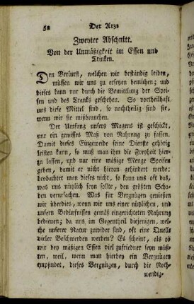 Zweyter Abschnitt. Von der Unmäßigkeit im Essen und Trinken.