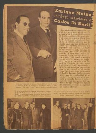 Enrique Muiño retribuyó atenciones a Carlos Di Sarli