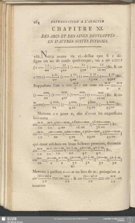 Chapitre XI. Des Arcs Et Des Sinus Développés En D'Autres Suites Infinies