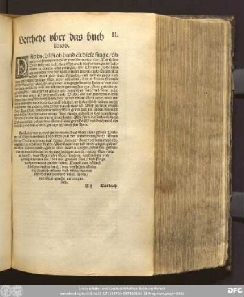 Vorrhede uber das buch Hiob.