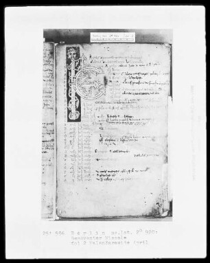 Beneventer Missale — Kalenderseite April & Initiale, Folio 2 verso