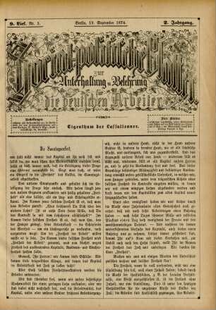 9. Lief. Nr. 3. Berlin, 19. September 1874. 2. Jahrgang.
