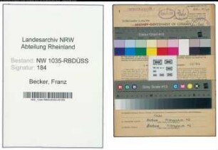 Entnazifizierung Franz Becker , geb. 07.04.1912 (Kaufmaennischer Angestellter)
